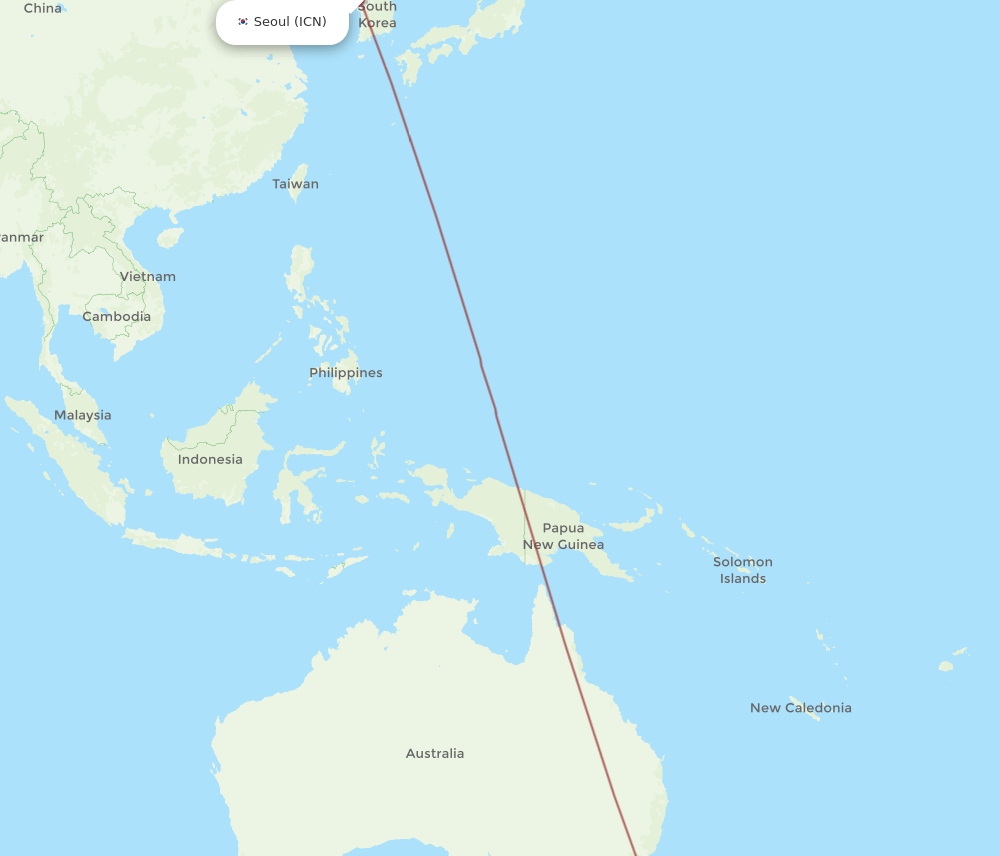 HBA-ICN flight routes