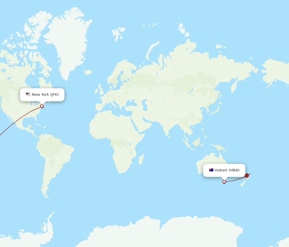 HBA to JFK flights and routes map