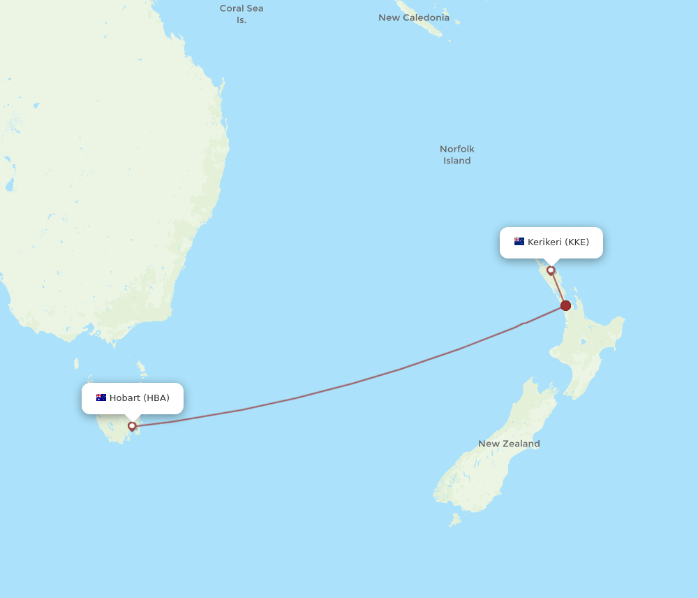 HBA-KKE flight routes
