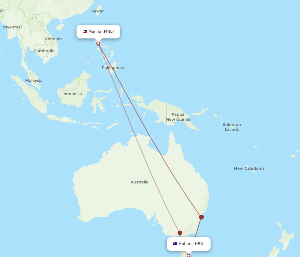 HBA-MNL flight routes
