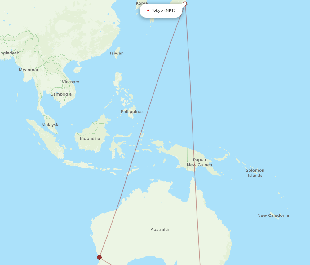 HBA-NRT flight routes