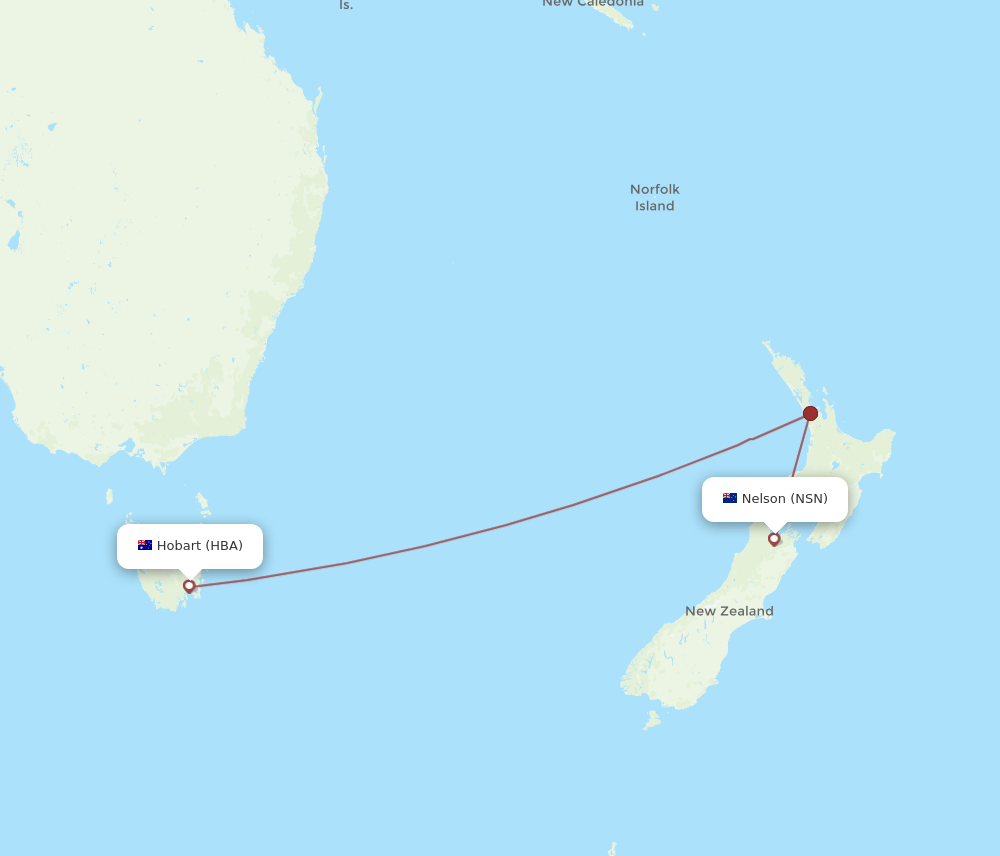 HBA-NSN flight routes