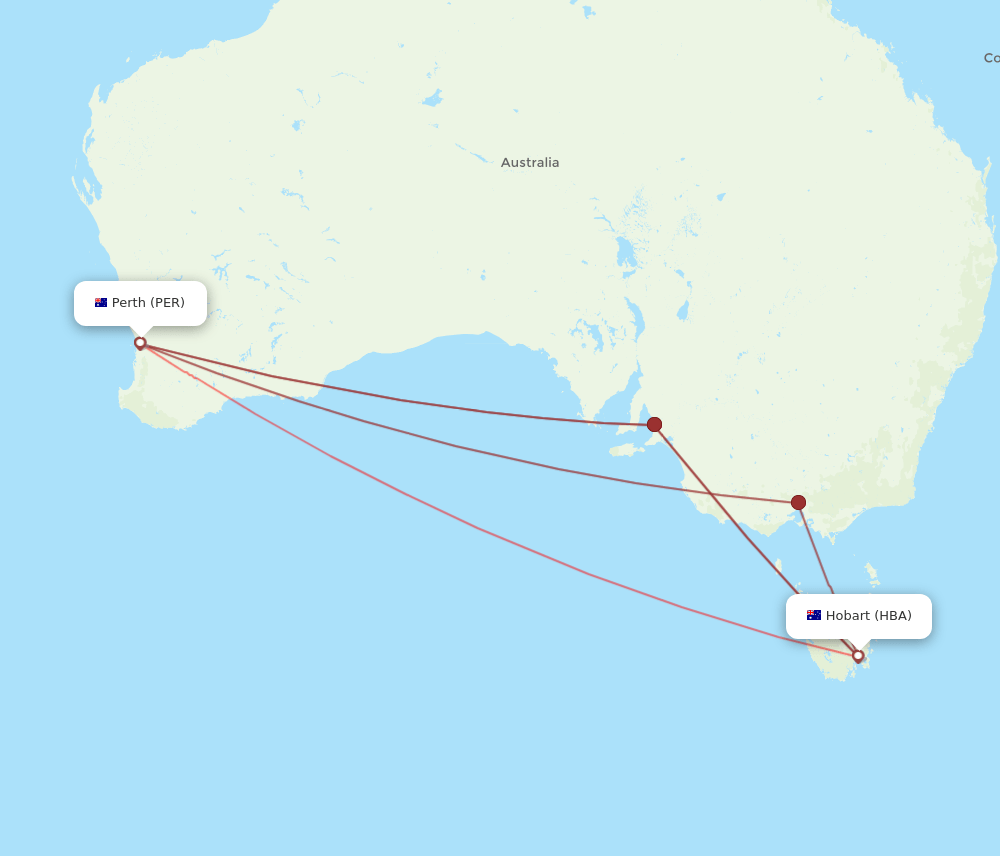 HBA-PER flight routes