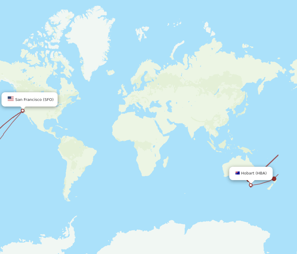 HBA-SFO flight routes