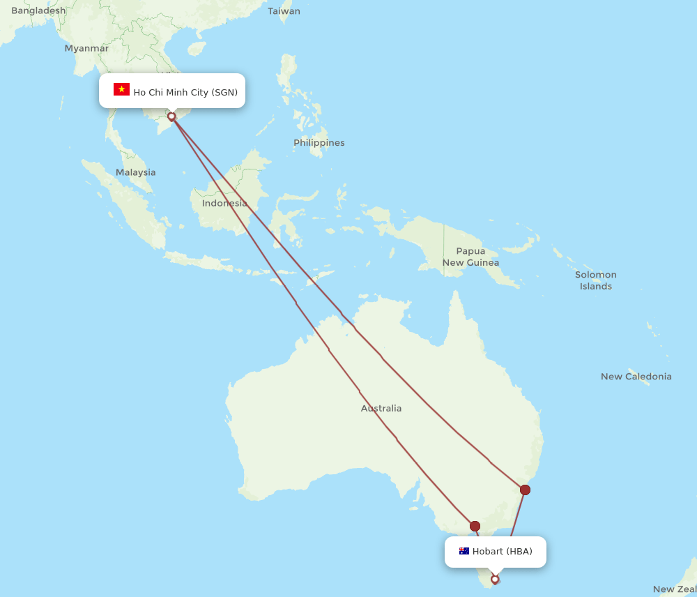 HBA-SGN flight routes