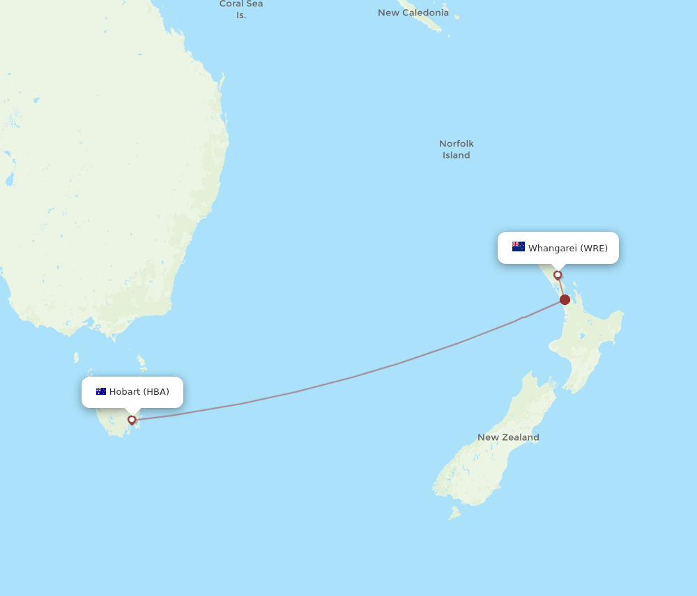 HBA-WRE flight routes