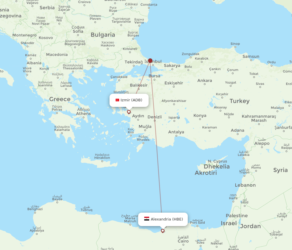 HBE to ADB flights and routes map