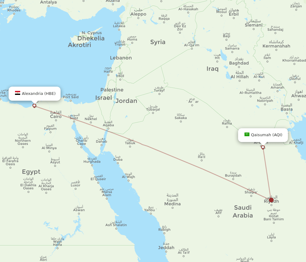 HBE-AQI flight routes