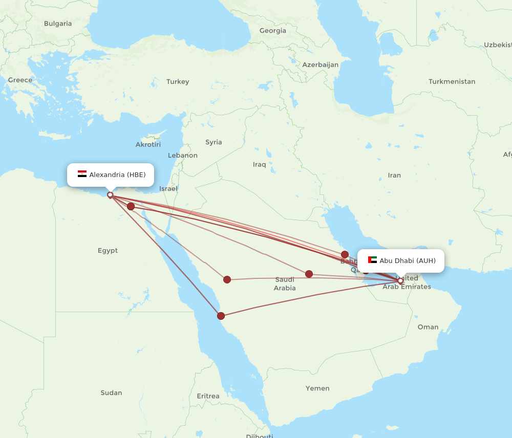 HBE to AUH flights and routes map