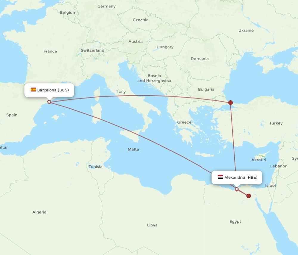 HBE-BCN flight routes
