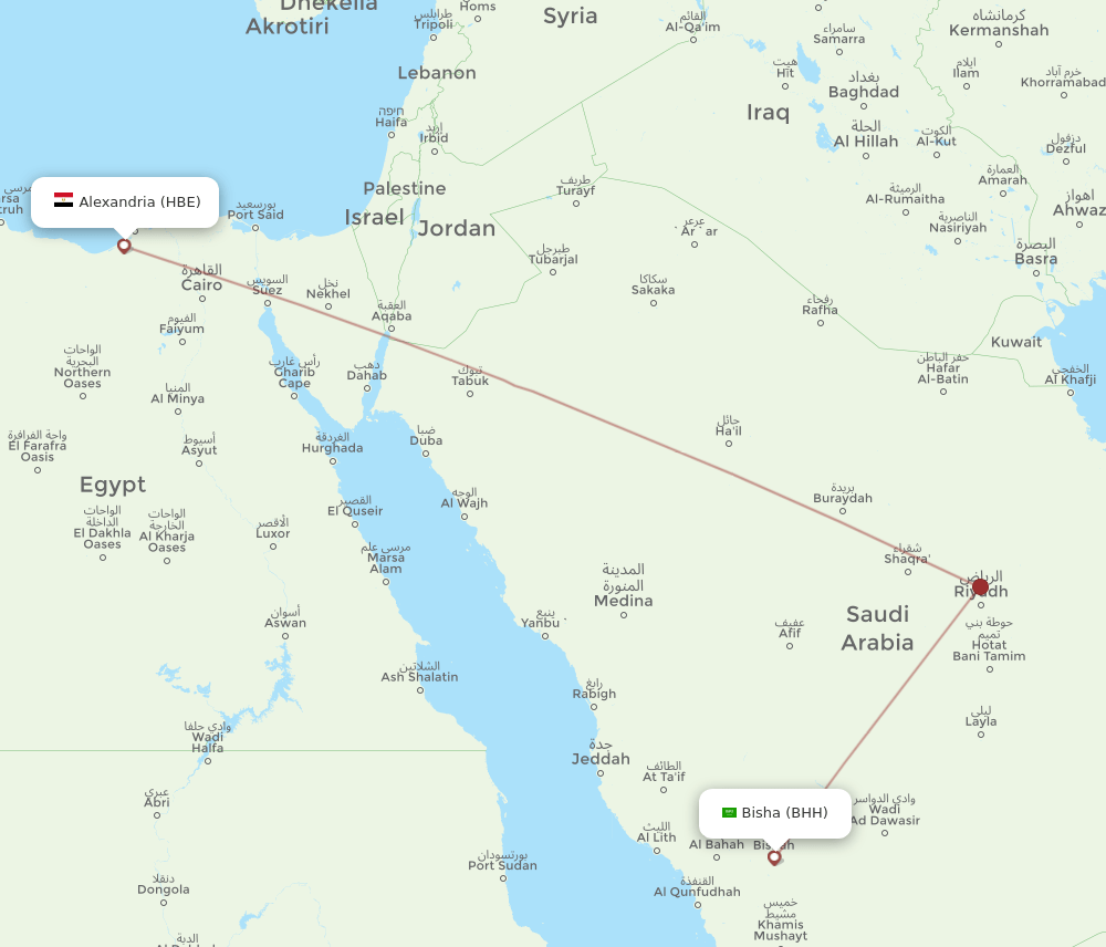 HBE to BHH flights and routes map