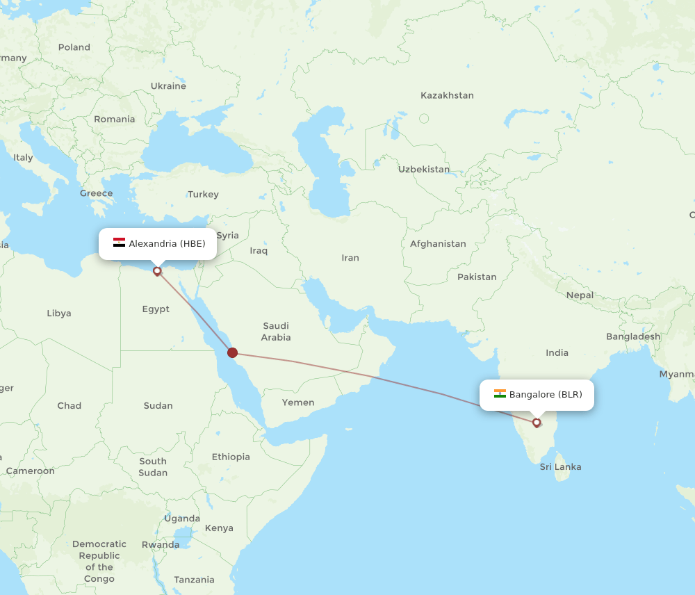 HBE-BLR flight routes