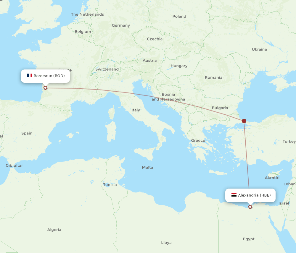 HBE-BOD flight routes