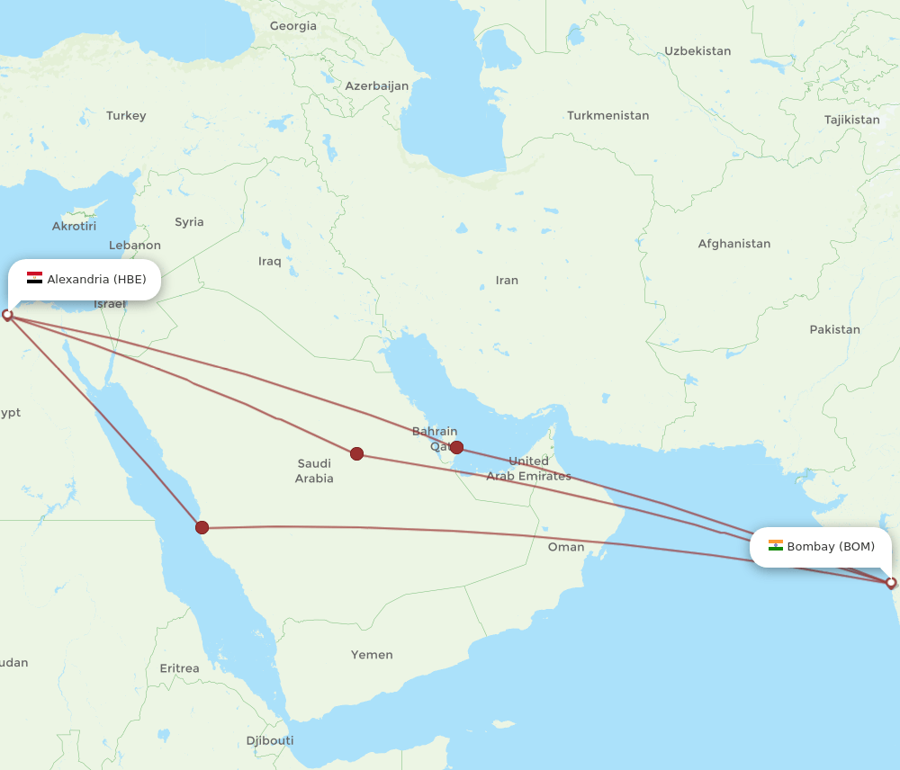 HBE-BOM flight routes
