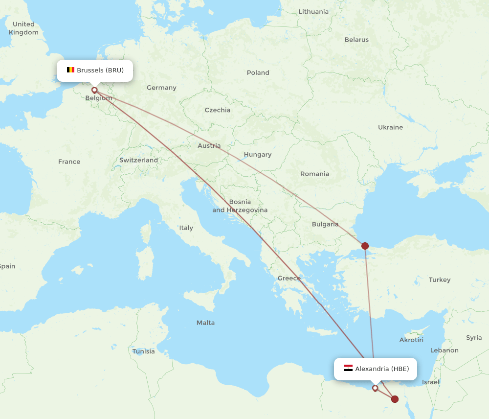 HBE-BRU flight routes