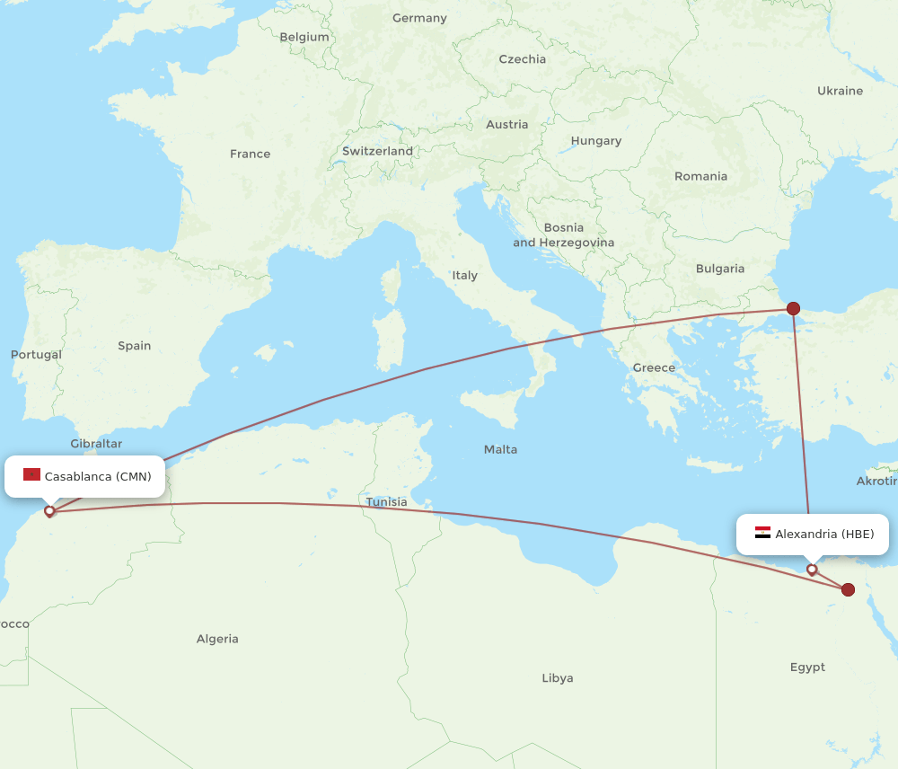 HBE-CMN flight routes