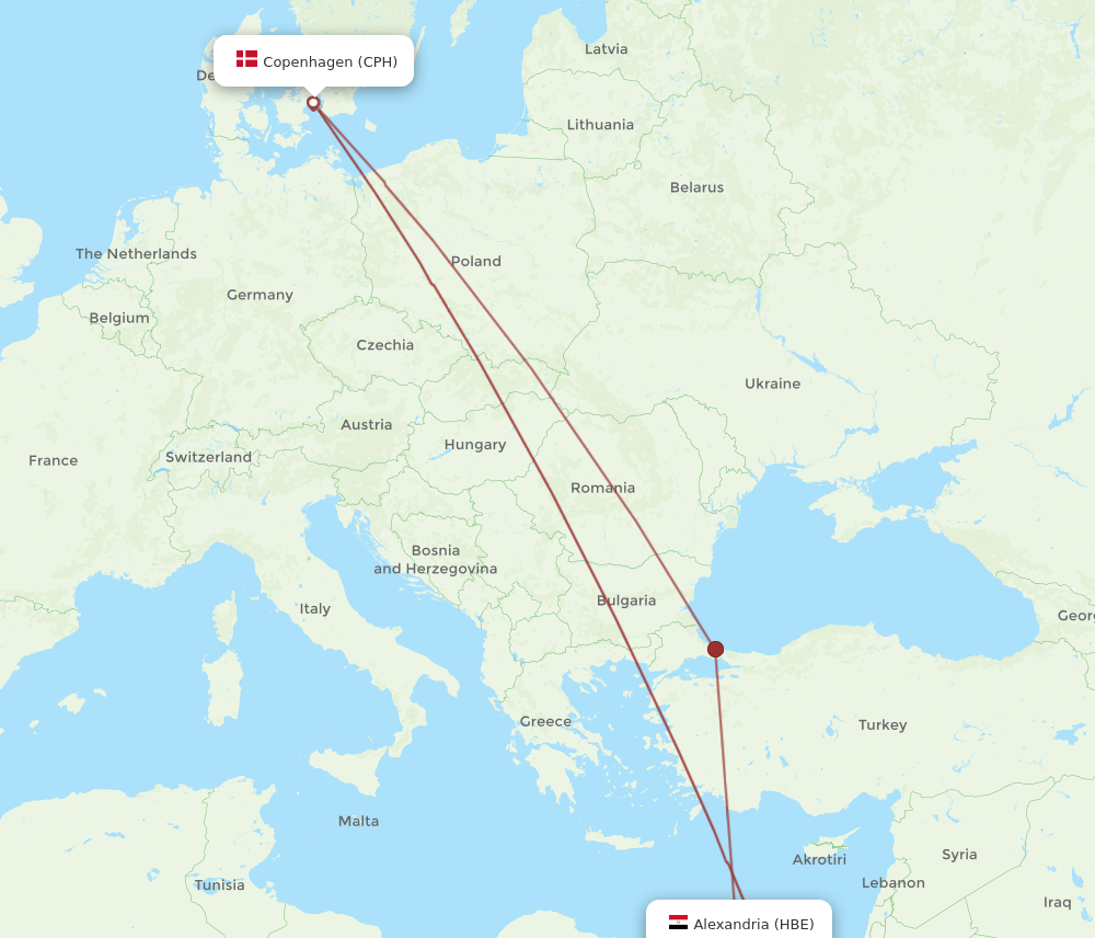 HBE-CPH flight routes