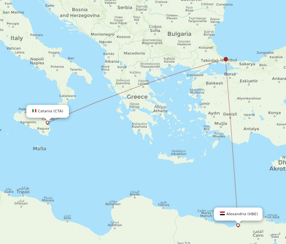 HBE-CTA flight routes