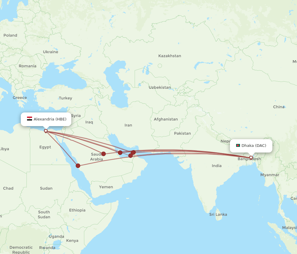 HBE-DAC flight routes