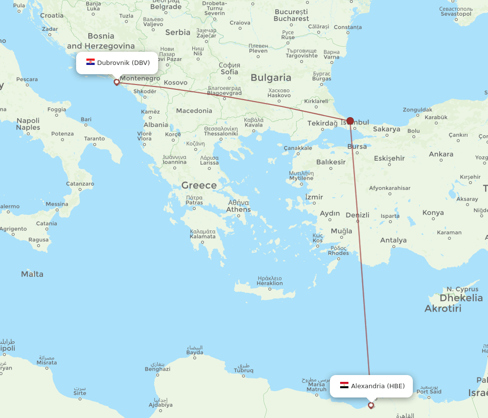 HBE-DBV flight routes