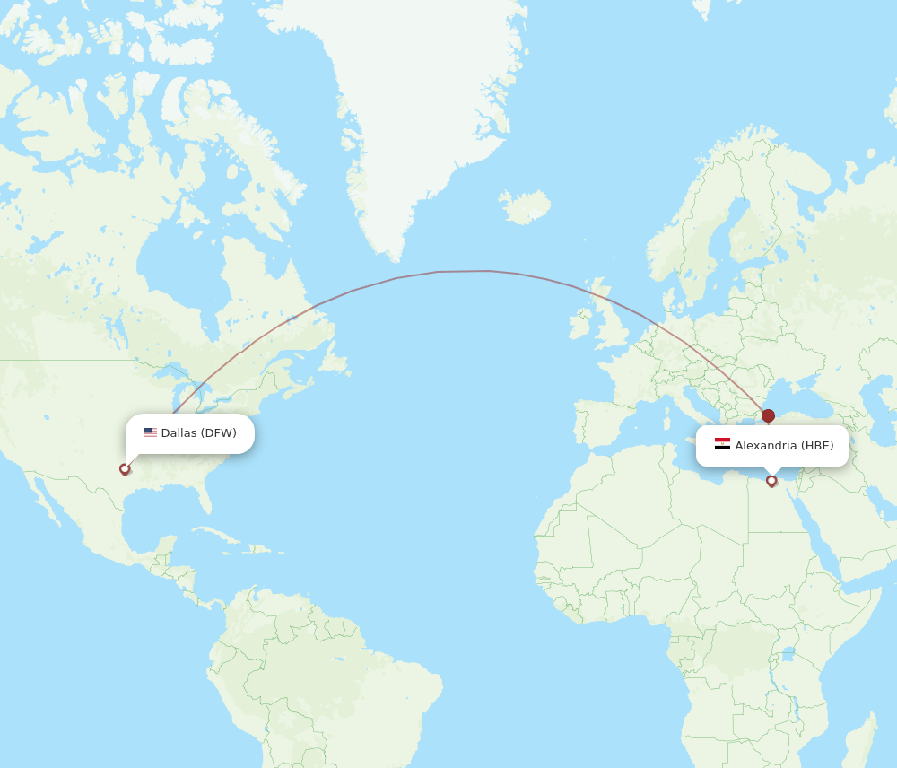 Dallas - Alexandria route map and flight paths