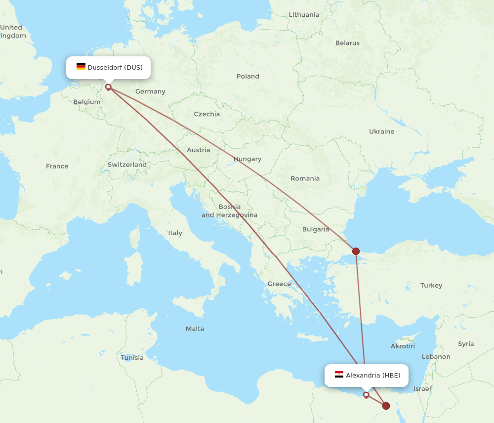 HBE-DUS flight routes