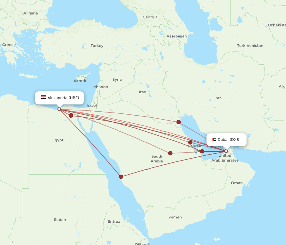HBE to DXB flights and routes map
