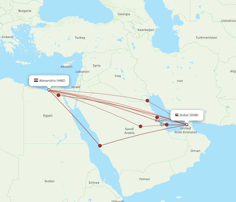 HBE-DXB flight routes