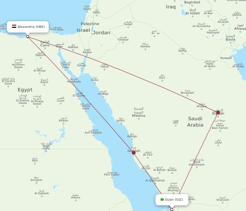 HBE-GIZ flight routes
