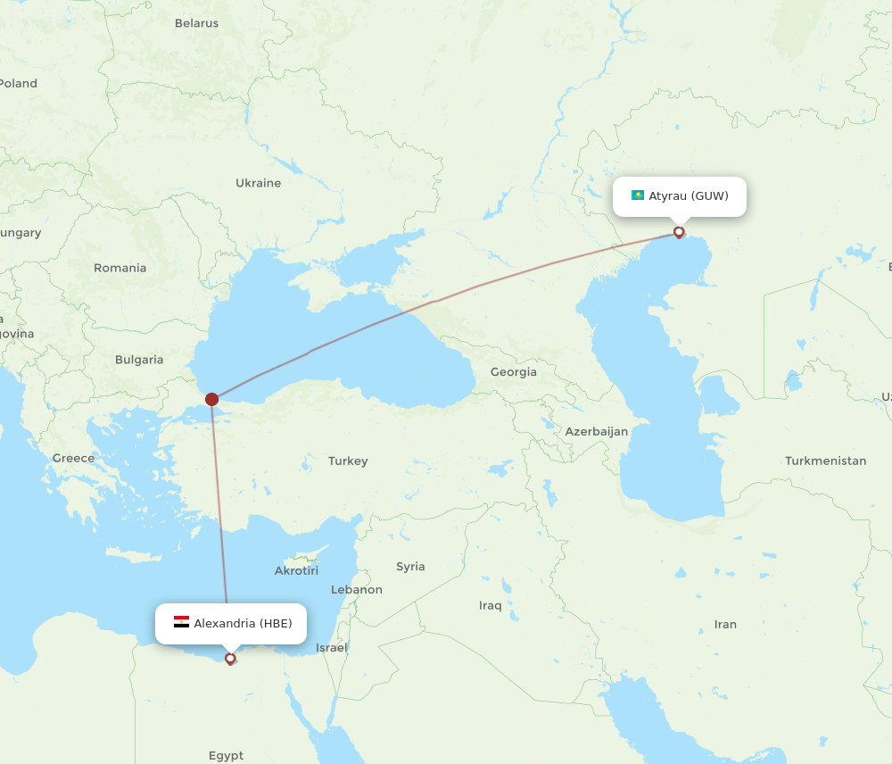 HBE-GUW flight routes