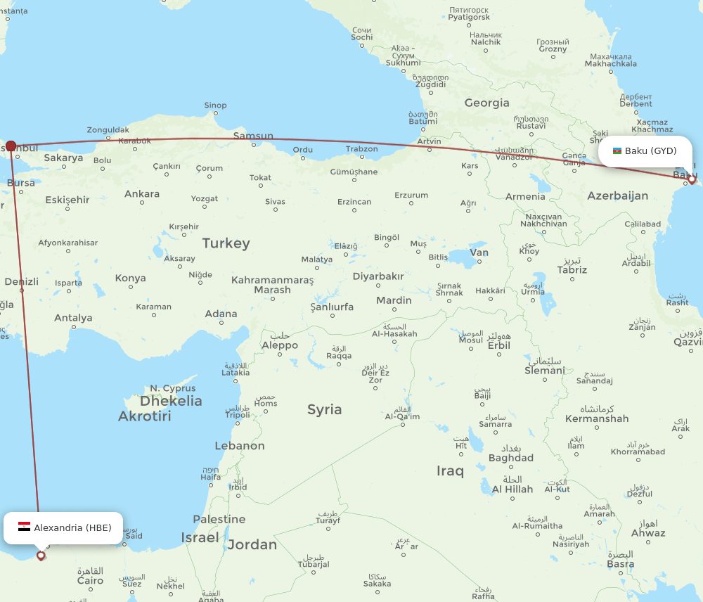HBE-GYD flight routes