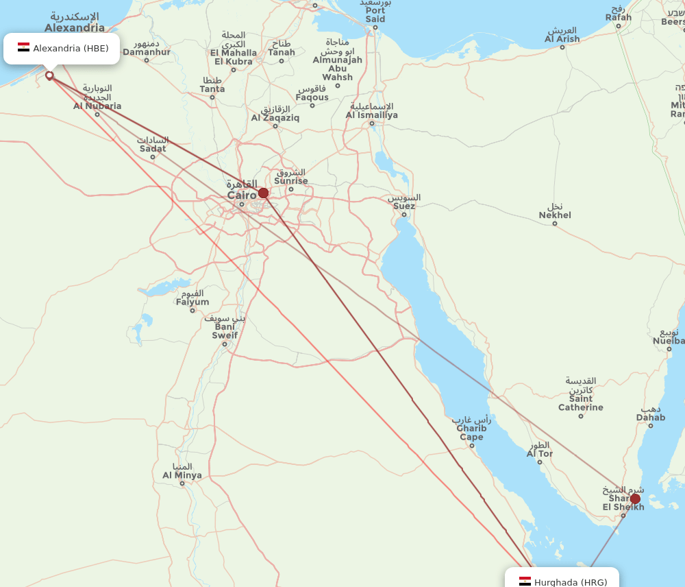 HBE-HRG flight routes