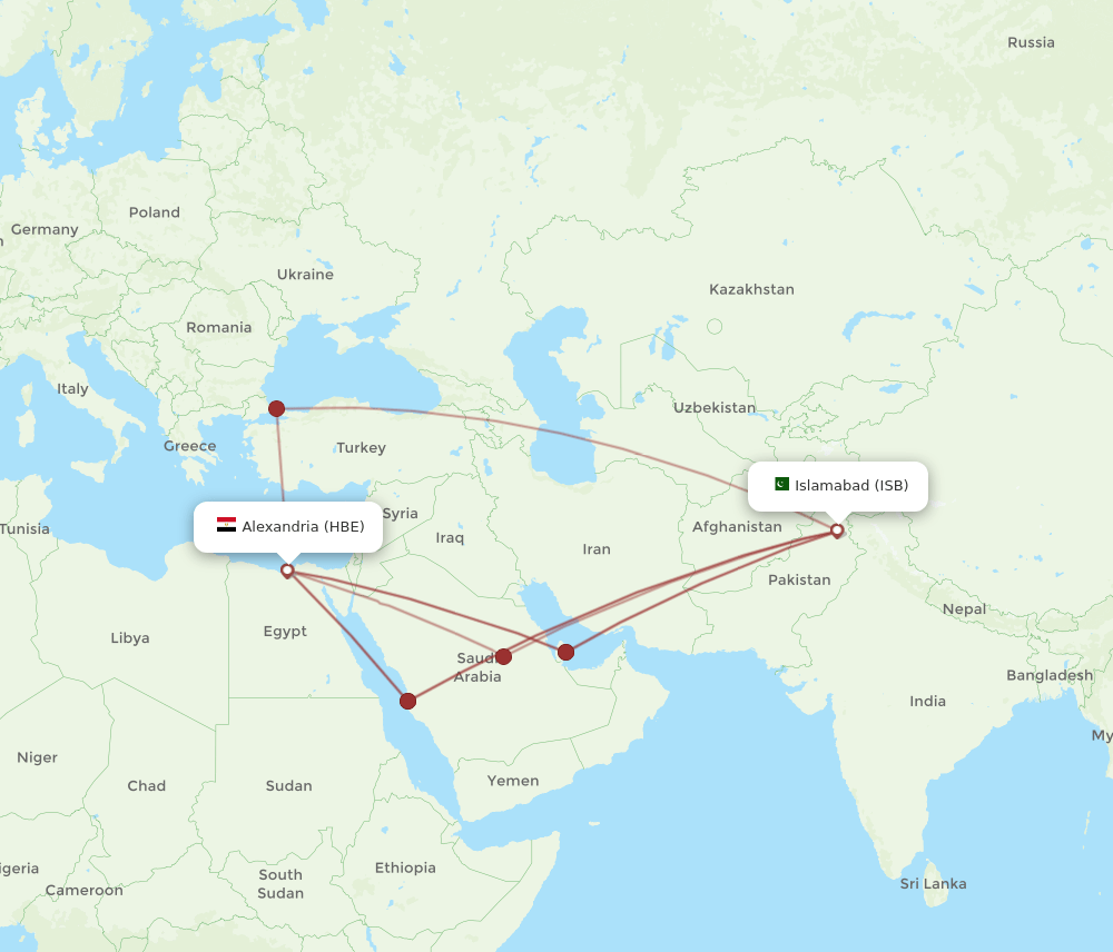 HBE-ISB flight routes