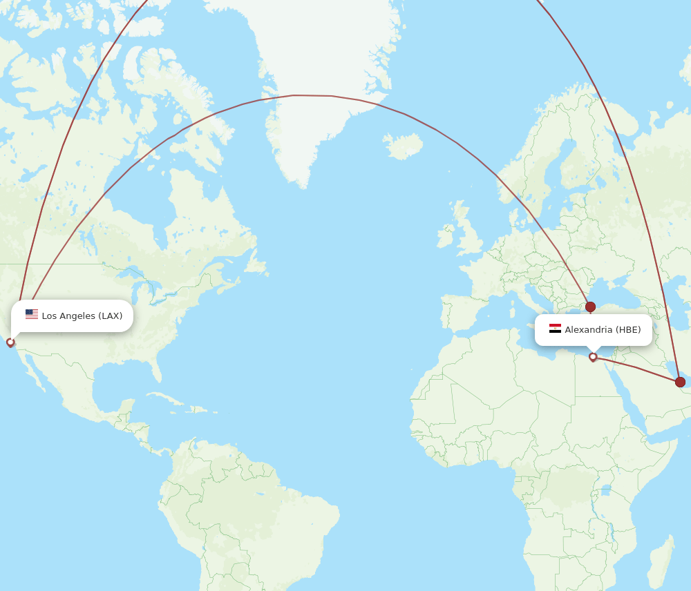 HBE-LAX flight routes