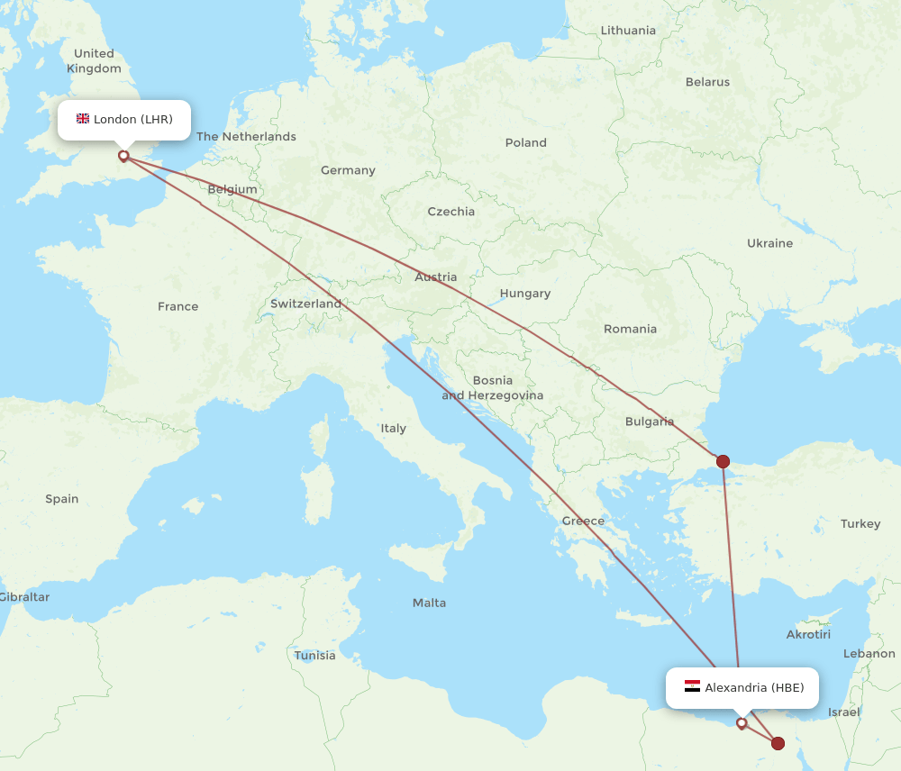 HBE-LHR flight routes