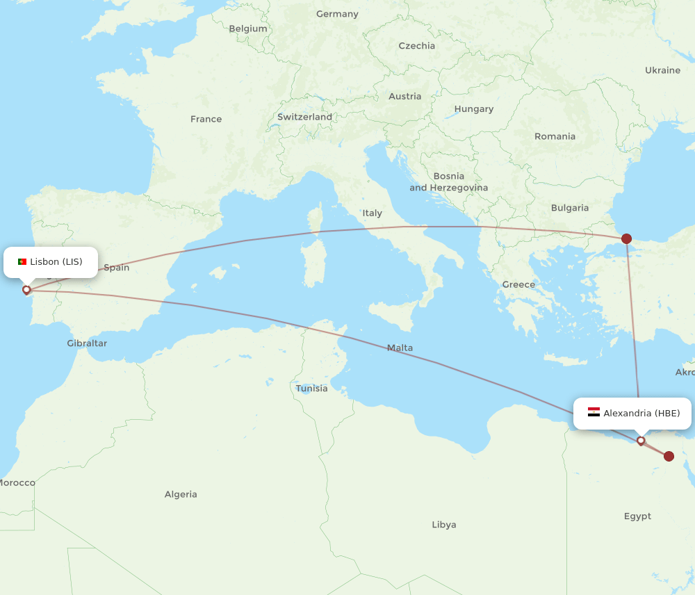 HBE-LIS flight routes