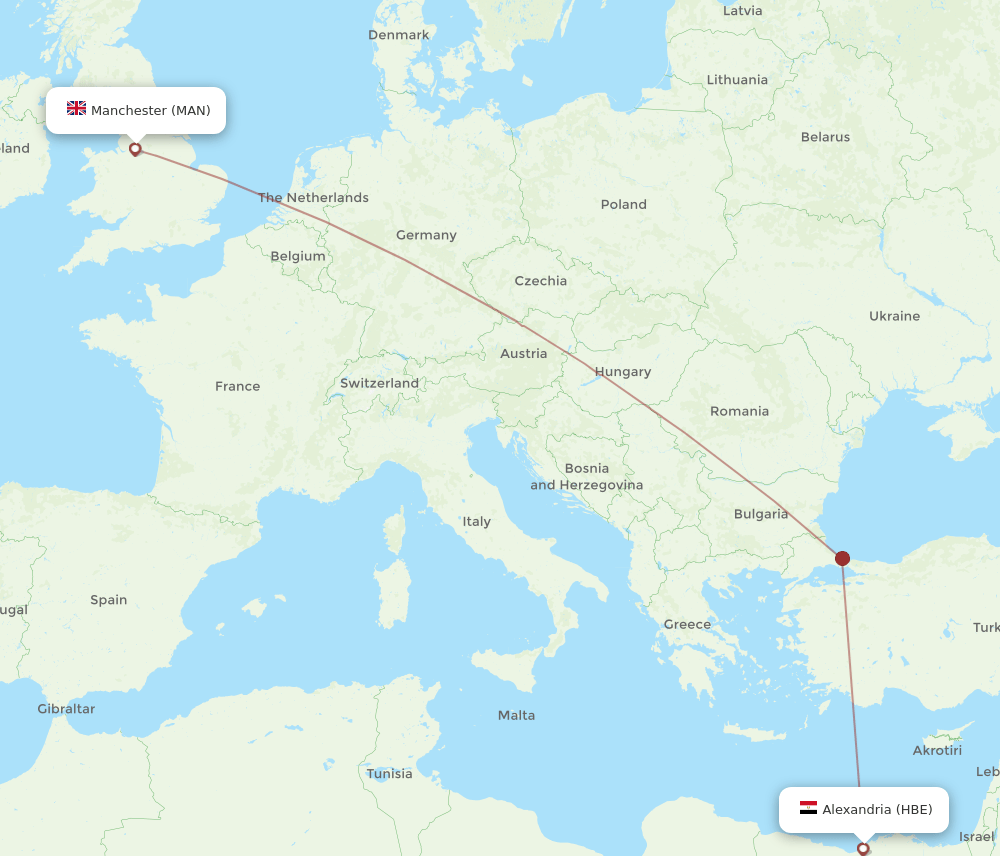 HBE-MAN flight routes
