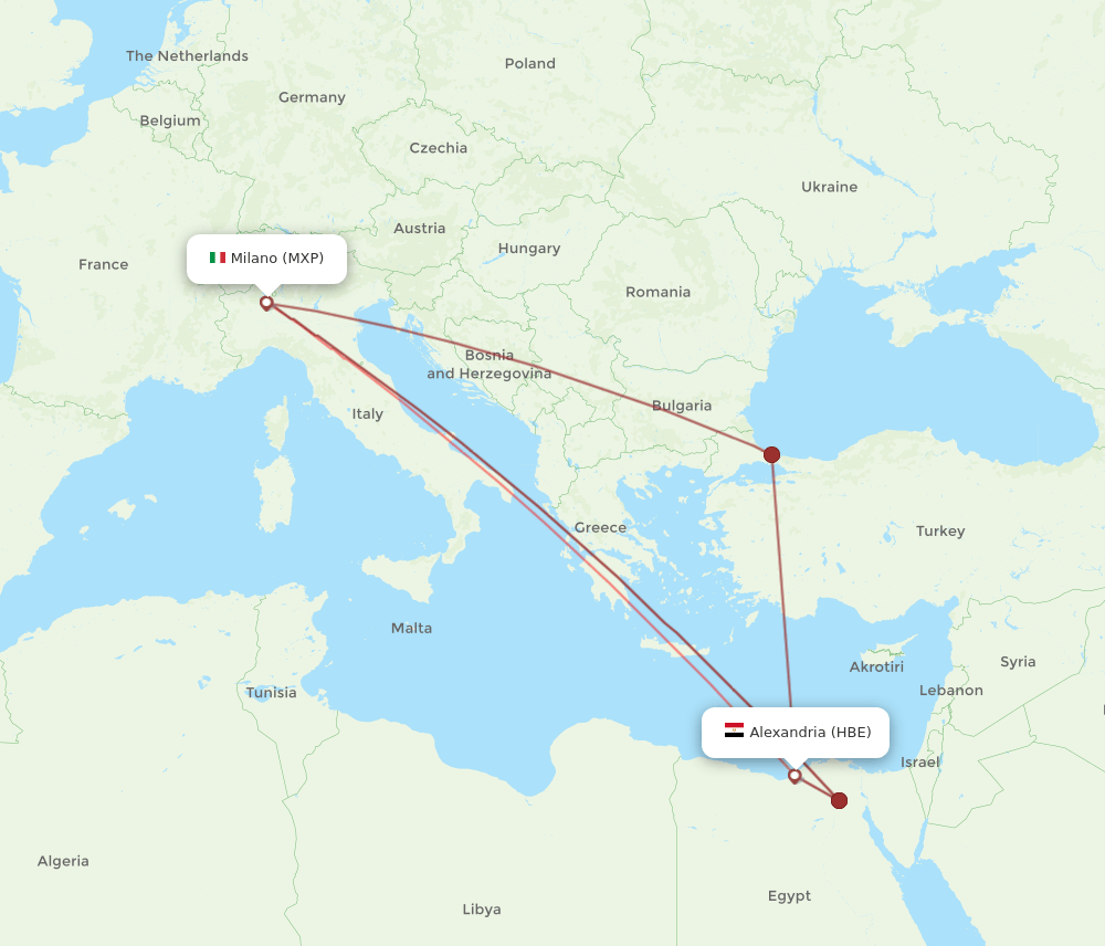 HBE-MXP flight routes