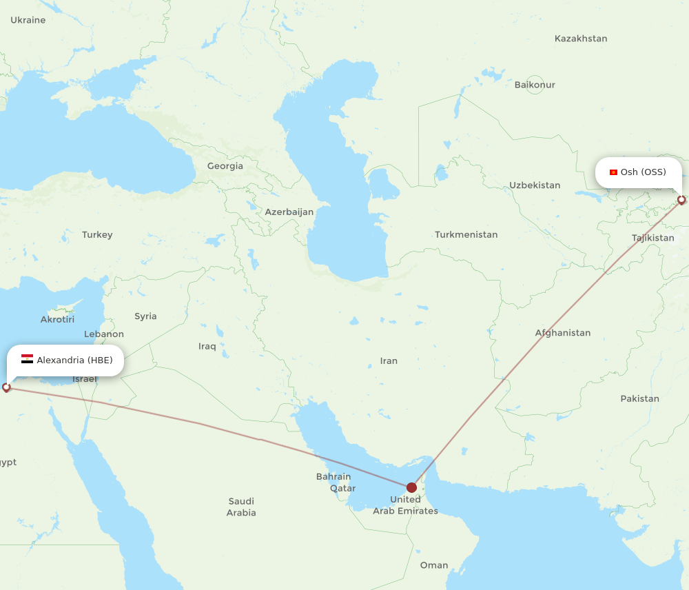 HBE to OSS flights and routes map