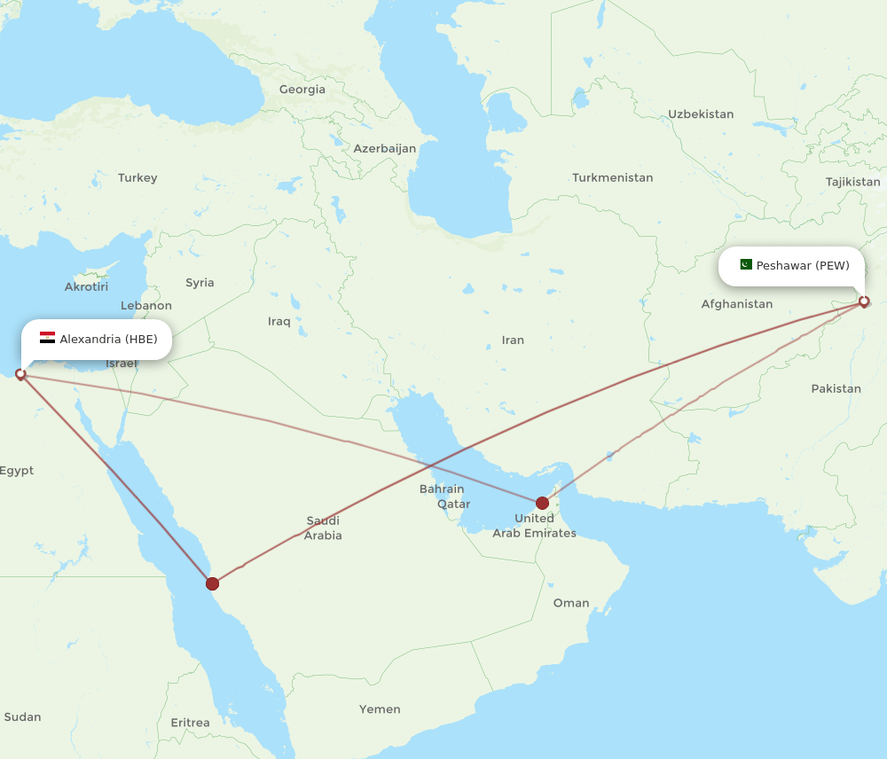 HBE to PEW flights and routes map