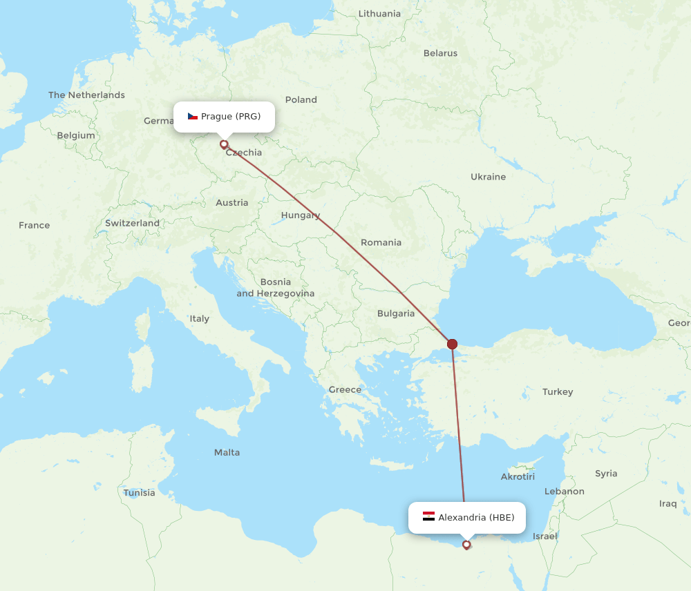 HBE to PRG flights and routes map