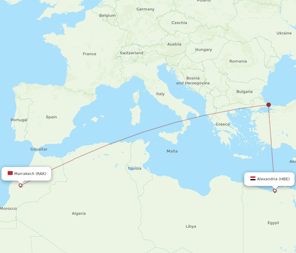 HBE-RAK flight routes