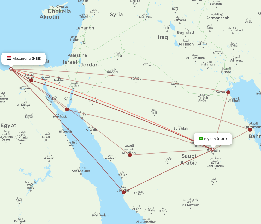 HBE to RUH flights and routes map