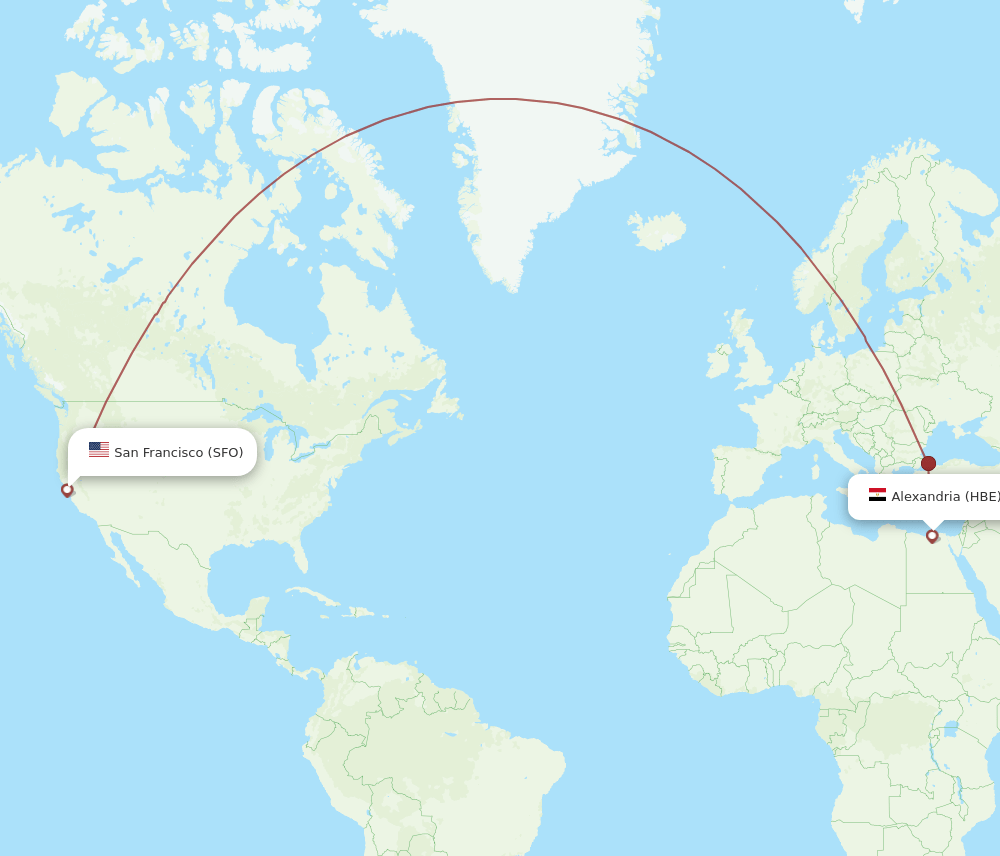 HBE-SFO flight routes