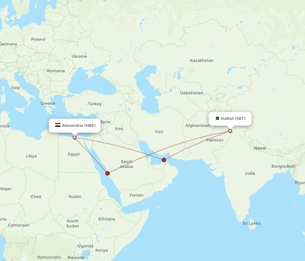 HBE-SKT flight routes