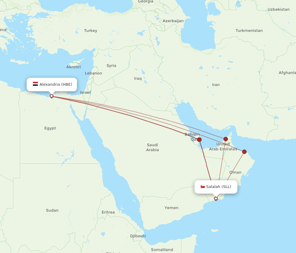 HBE to SLL flights and routes map