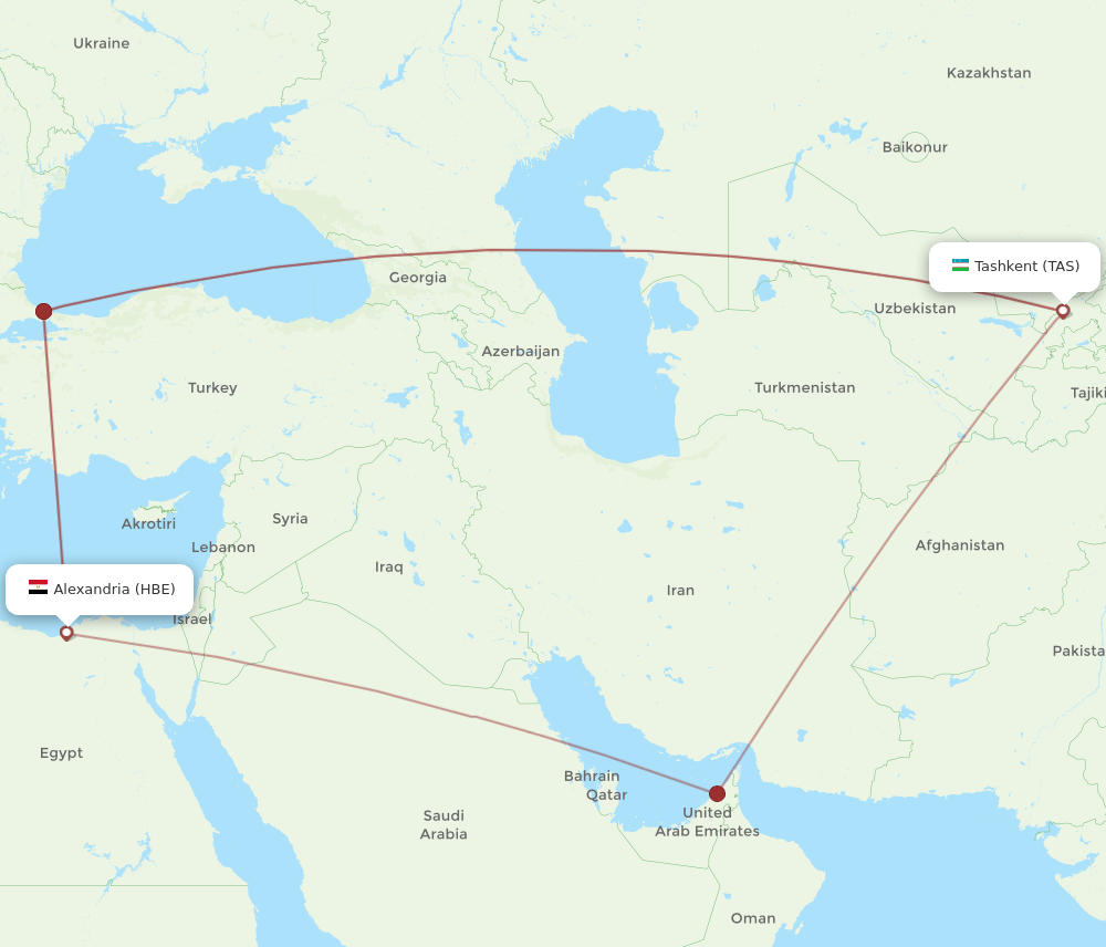 HBE-TAS flight routes