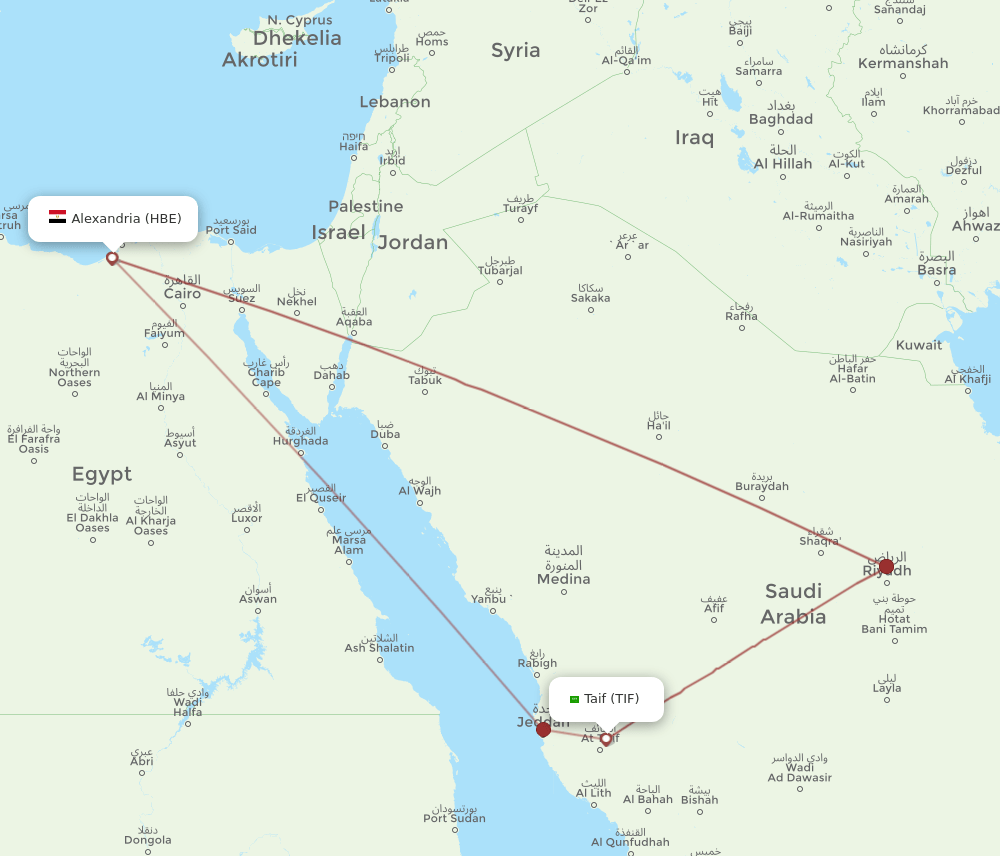 HBE to TIF flights and routes map