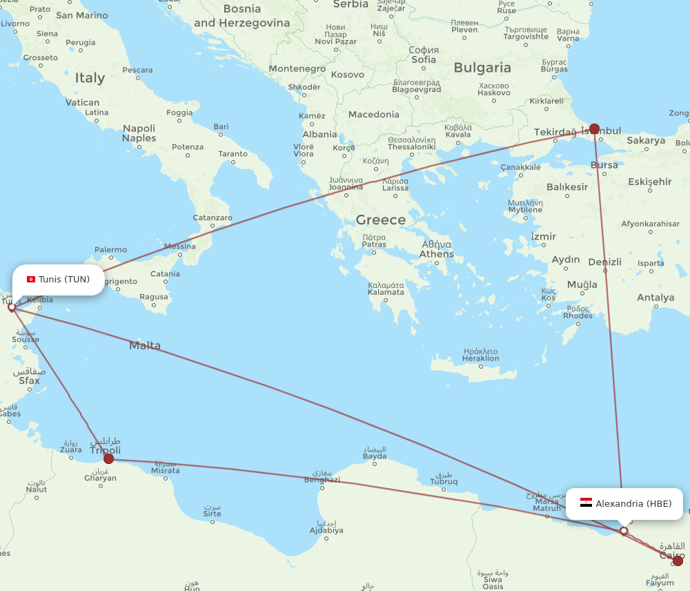 HBE-TUN flight routes