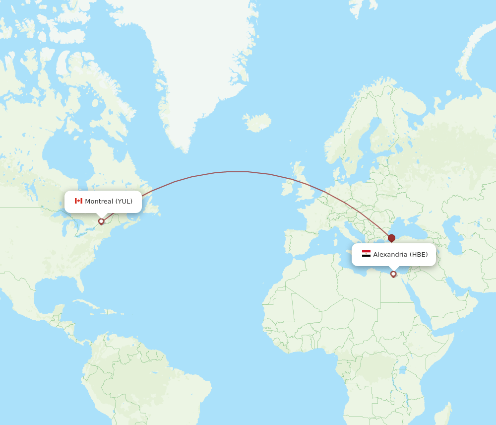 HBE to YUL flights and routes map